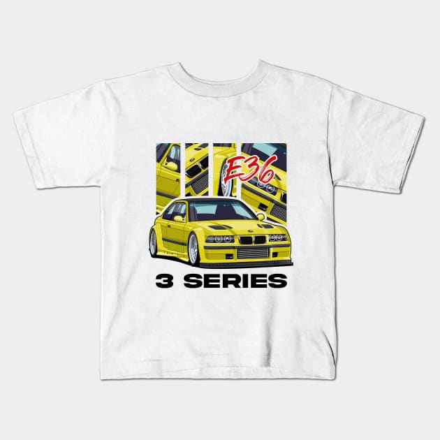 BMW E36 Kids T-Shirt by squealtires